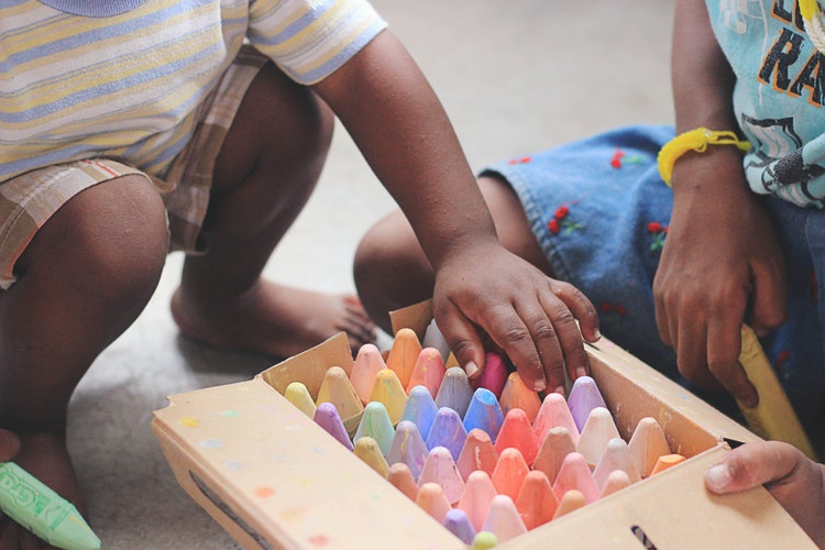 Childen playing on the ground